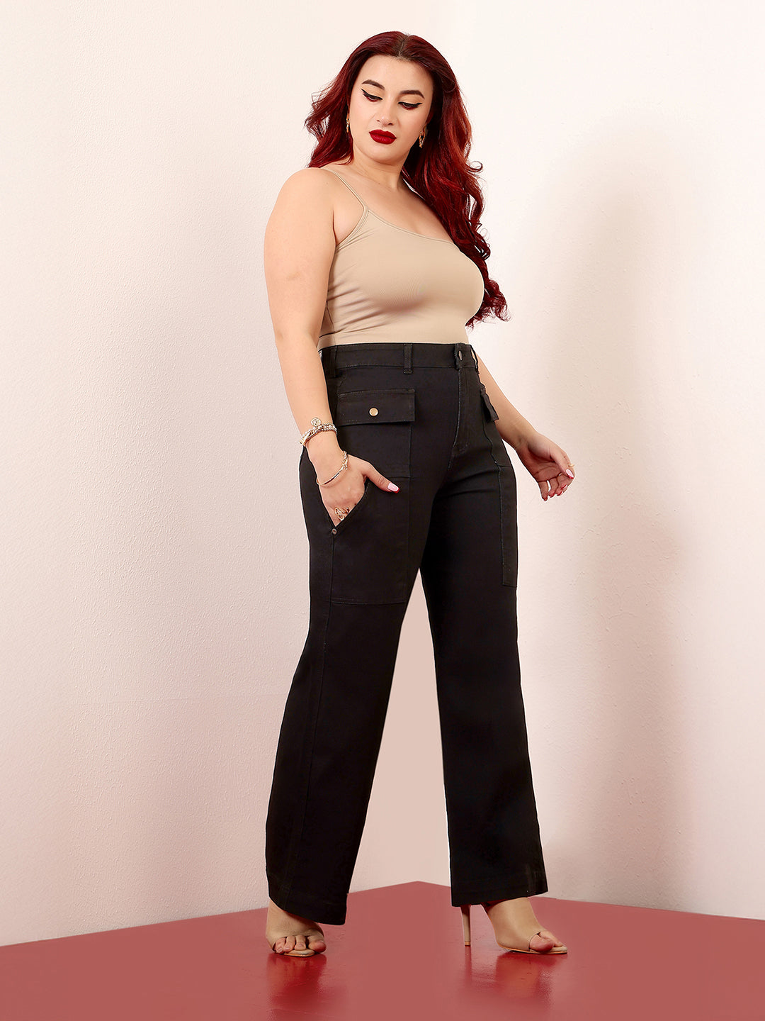 Women's Black Flared High-Rise Regular Stretchable Denim Jeans