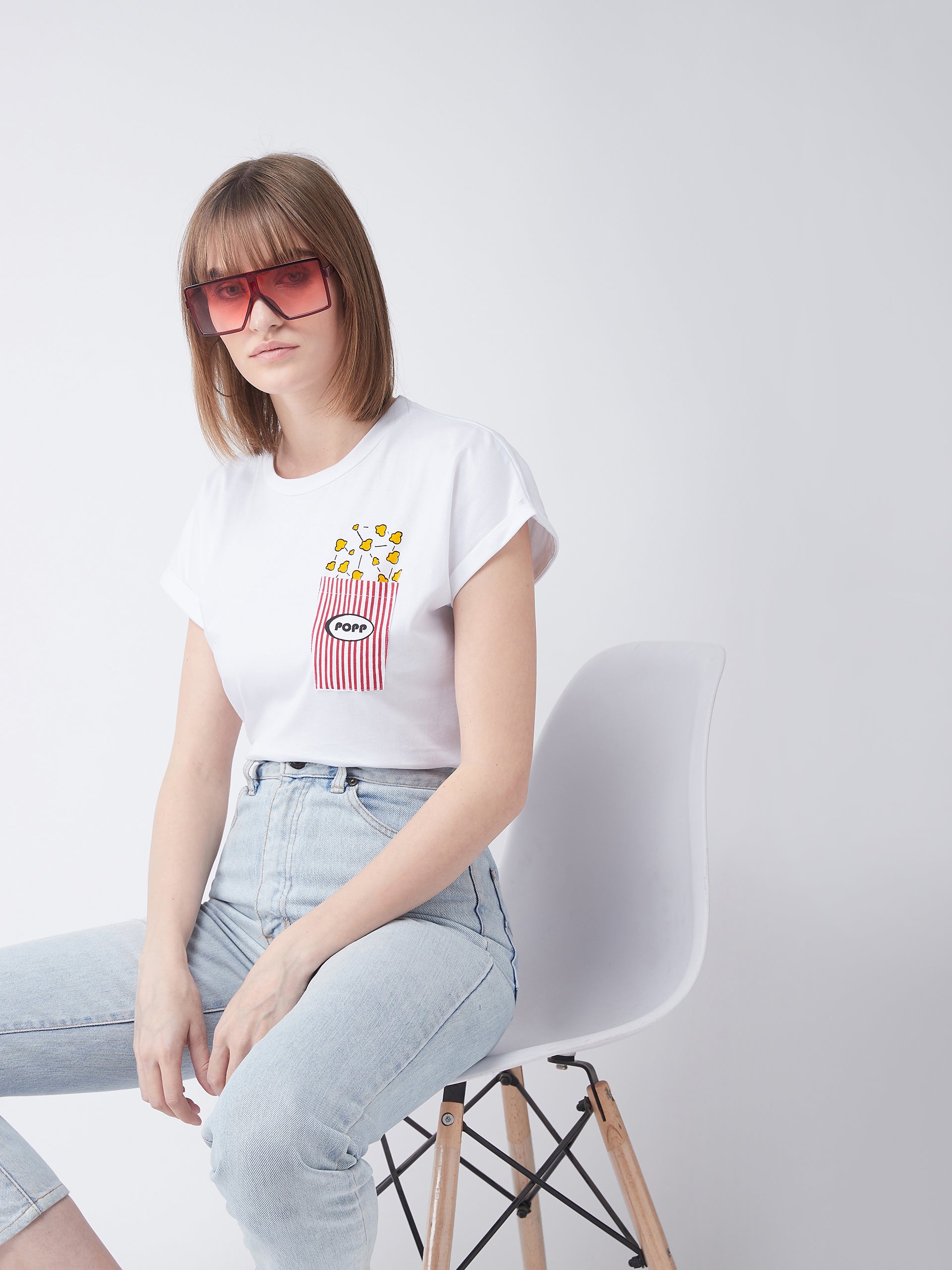 Women's White Cotton Round Neck Short Sleeve Graphic Print Basic T-Shirt