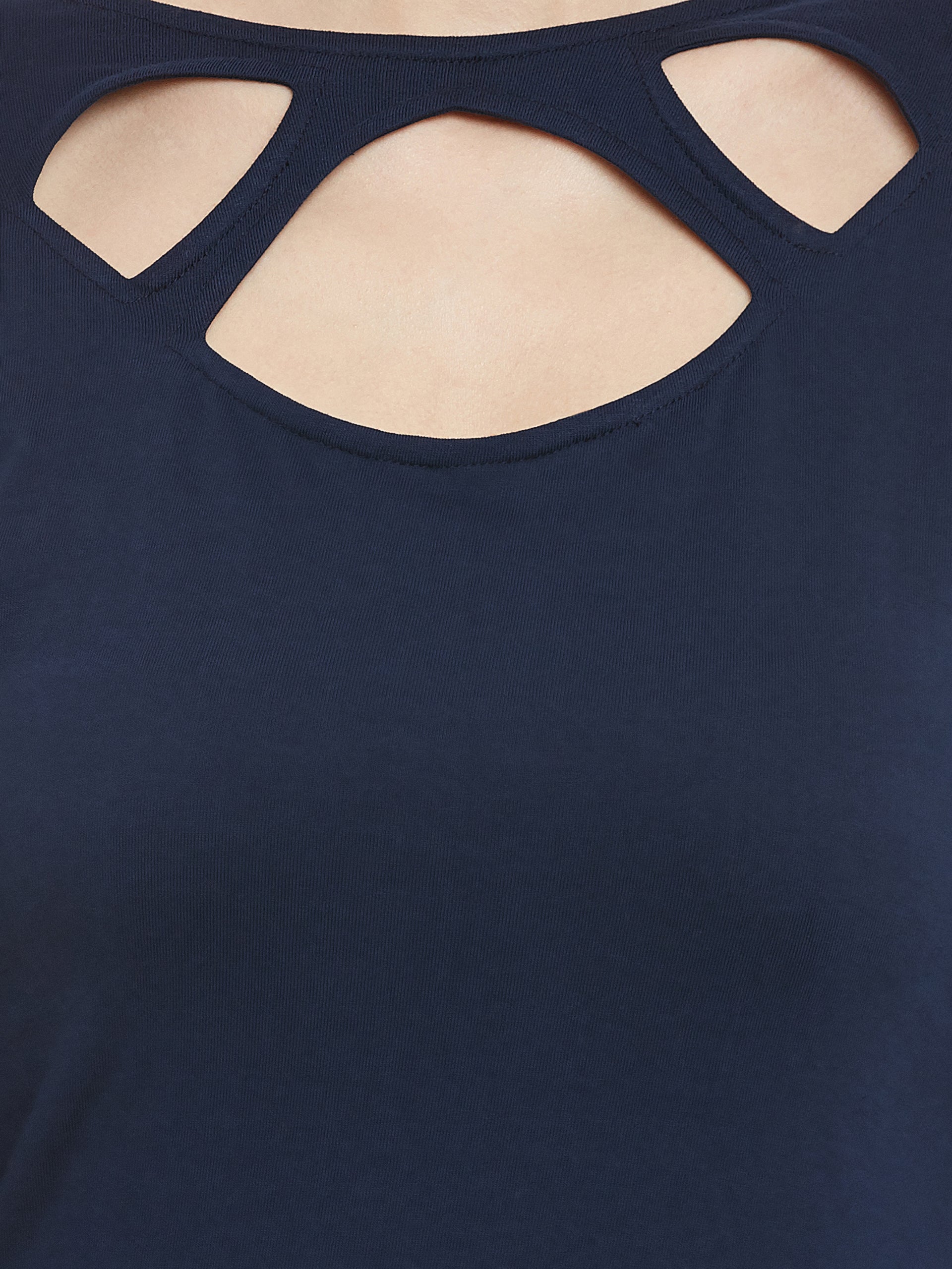 Women's Navy Solid Full Sleeve Round Neck Mini Skater Dresses