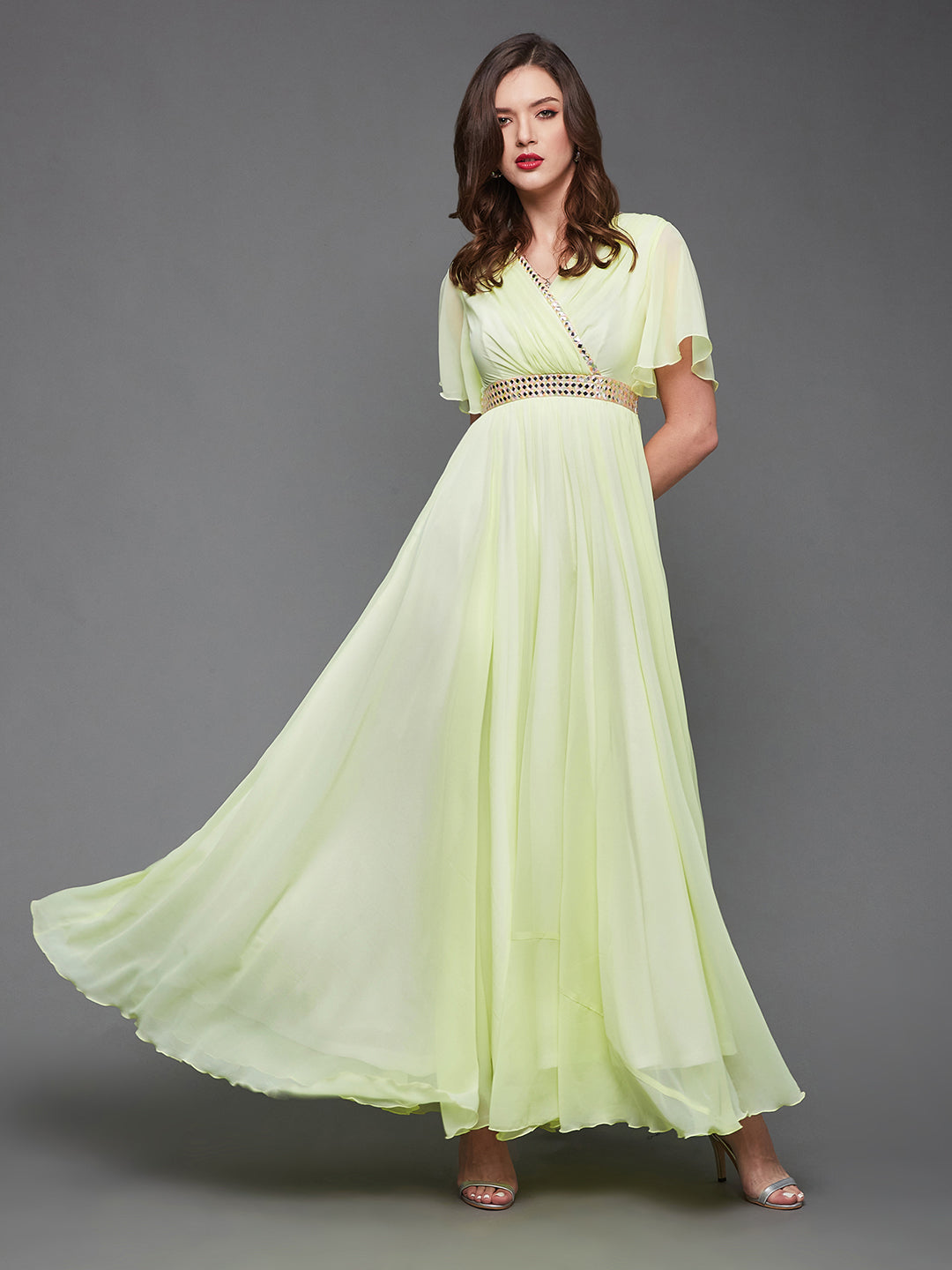 Miss Chase Lemon Yellow Relaxed Fit dress for Women