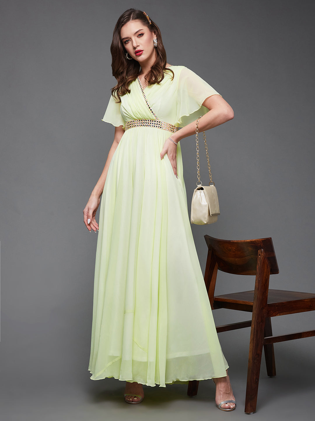 Women's Miss Chase Lemon Yellow dress — Relaxed Fit