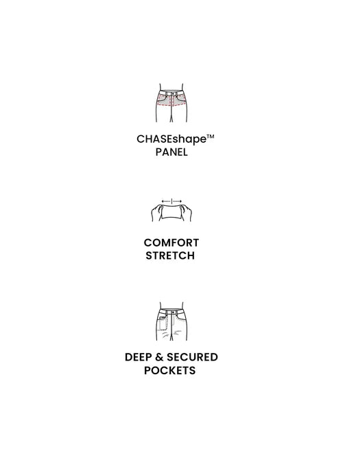 CHASEshape™ Light-Shaping Navy Blue Bootcut high-rise Stretchable Jeans for Women