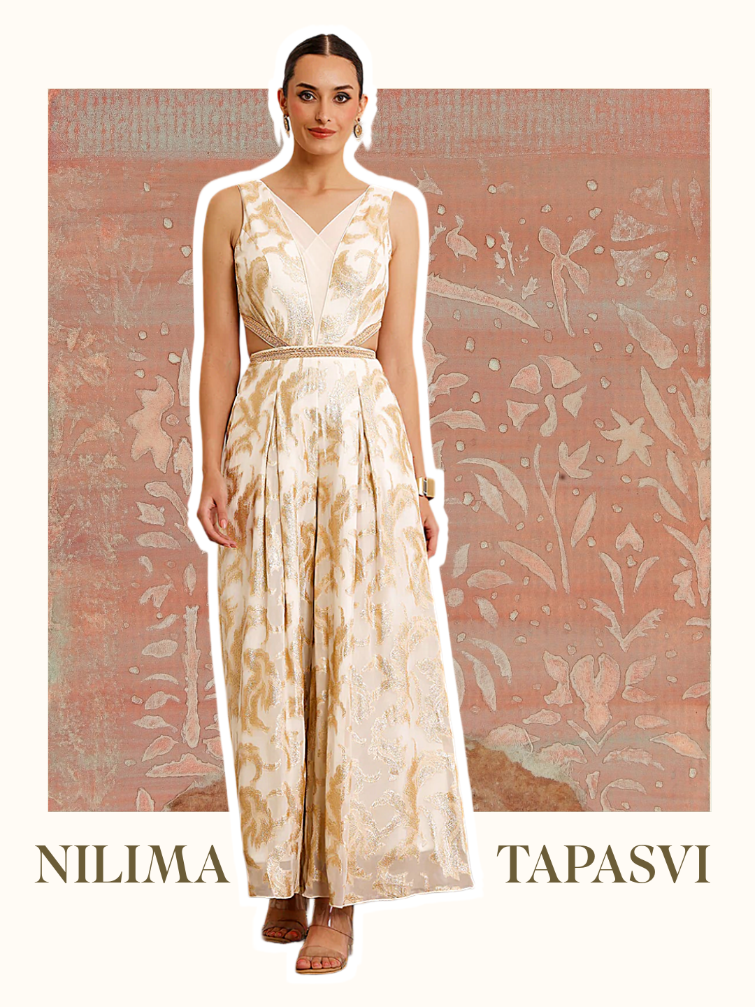 Nilima Tapasvi Off White Pleated Jumpsuit