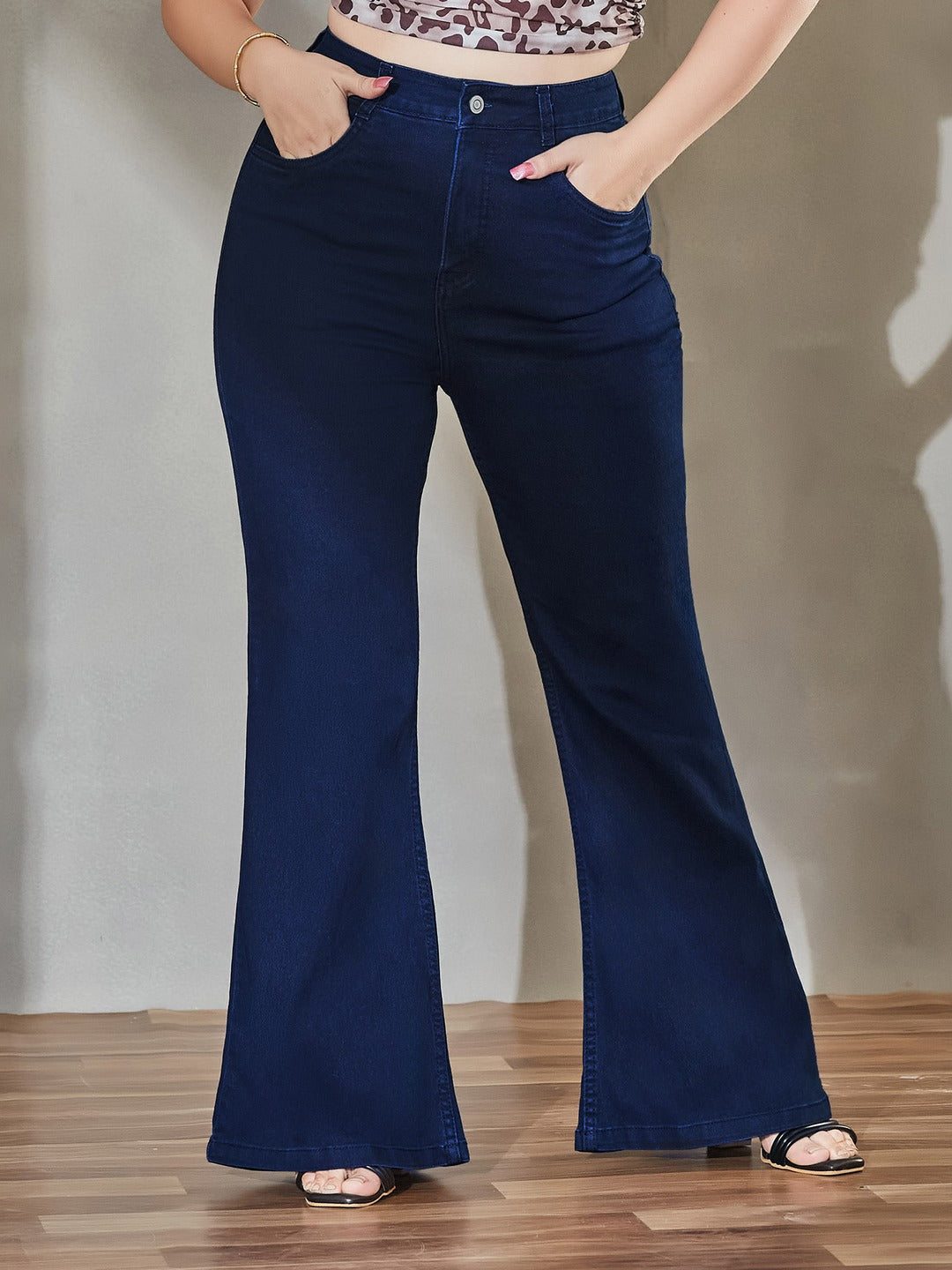 CHASEshape™ Navy Blue Bootcut High Rise Stretchable Denim Jeans for Women
