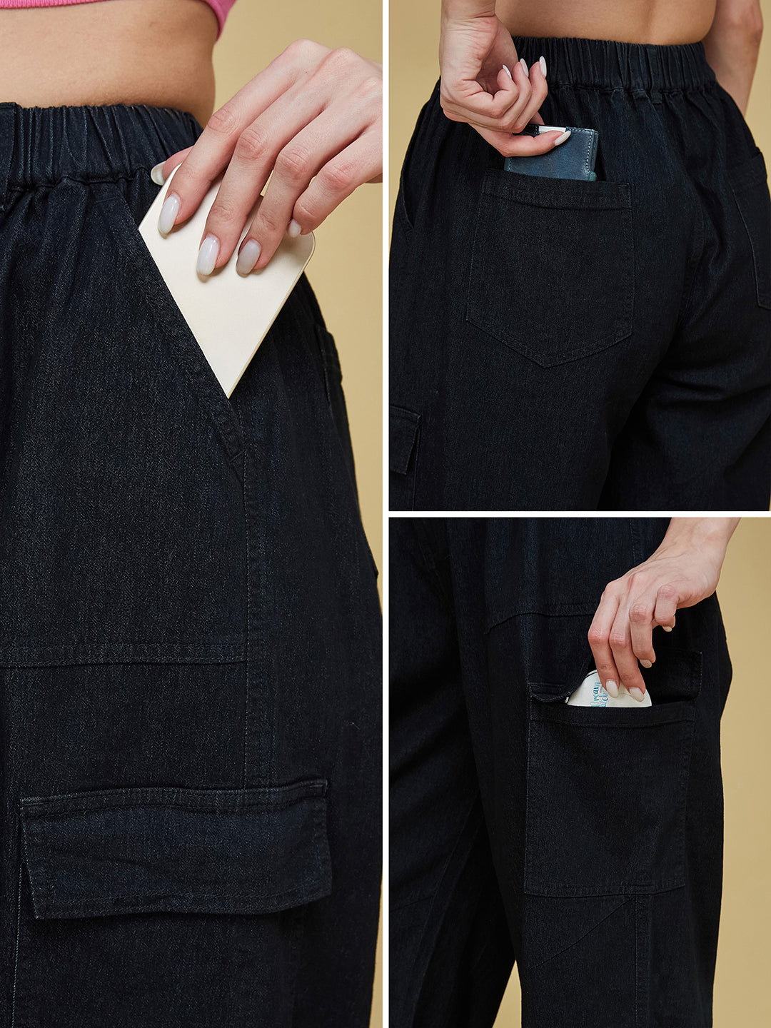 Black Straight-Fit High-Rise Stretchable Light Weight Denim Jeans for Women