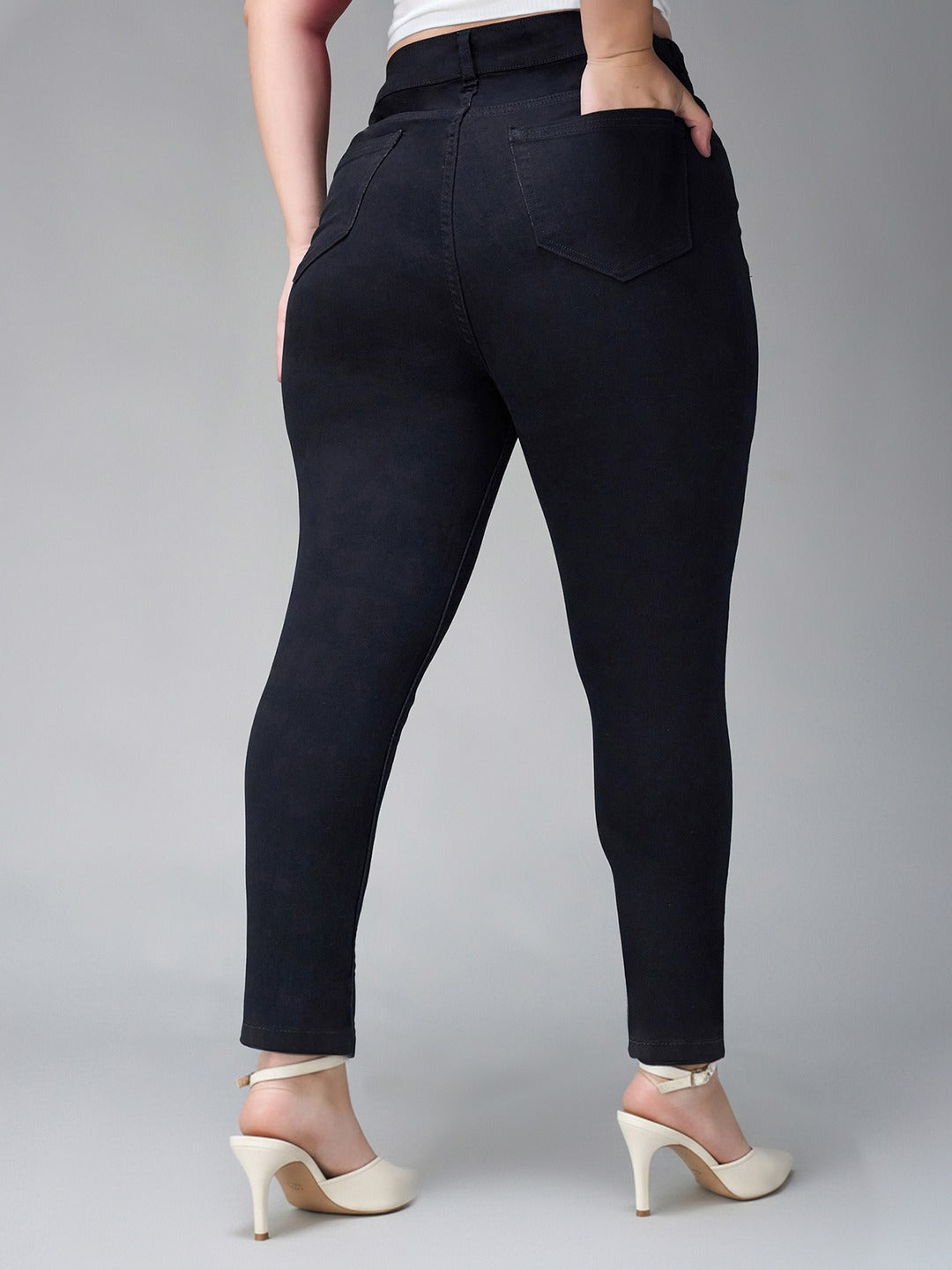 Black Skinny Fit High Rise Stretchable Denim Jeans for Women