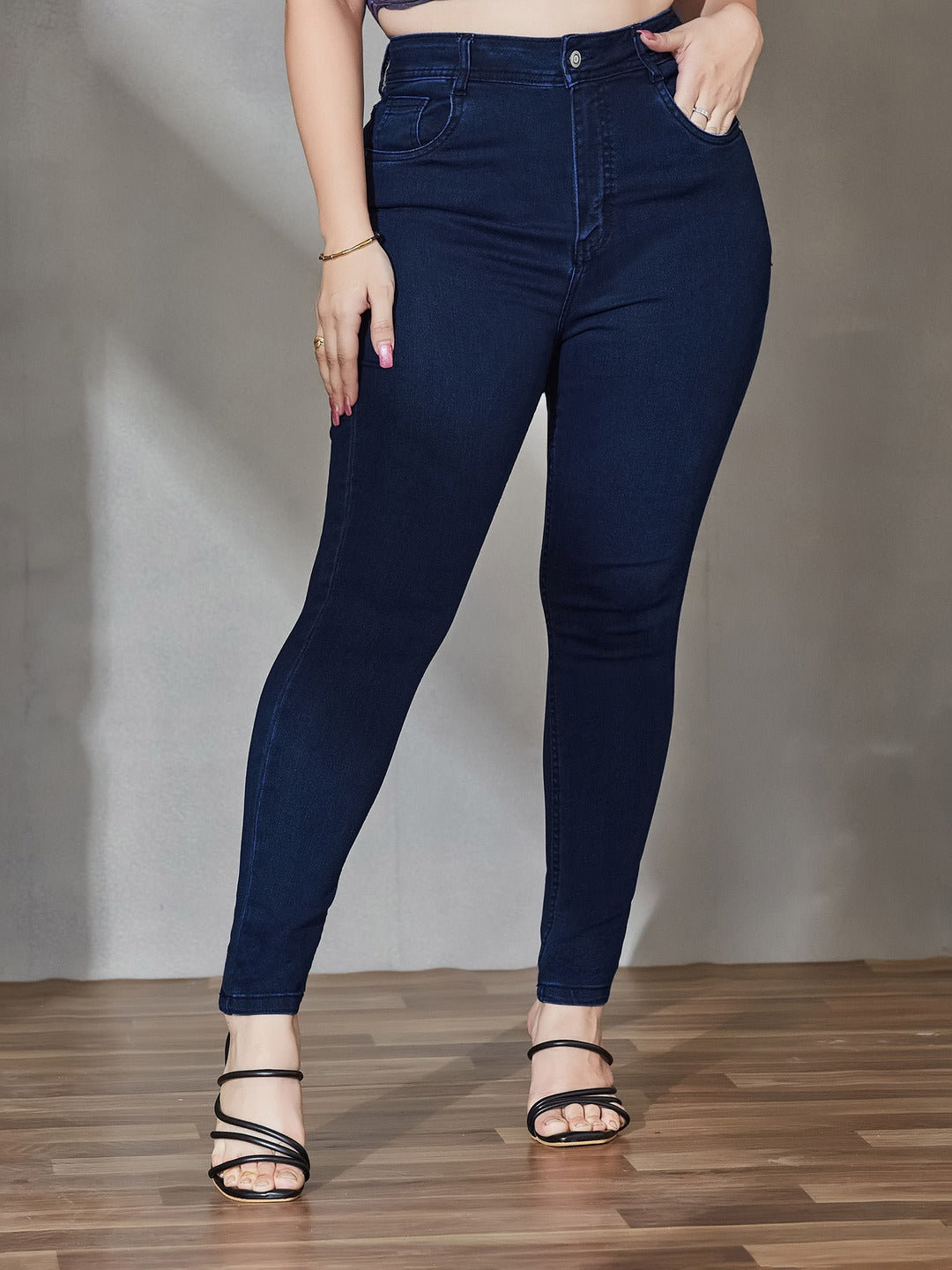 Black Bootcut High rise Regular Stretchable Denim Jeans for Women