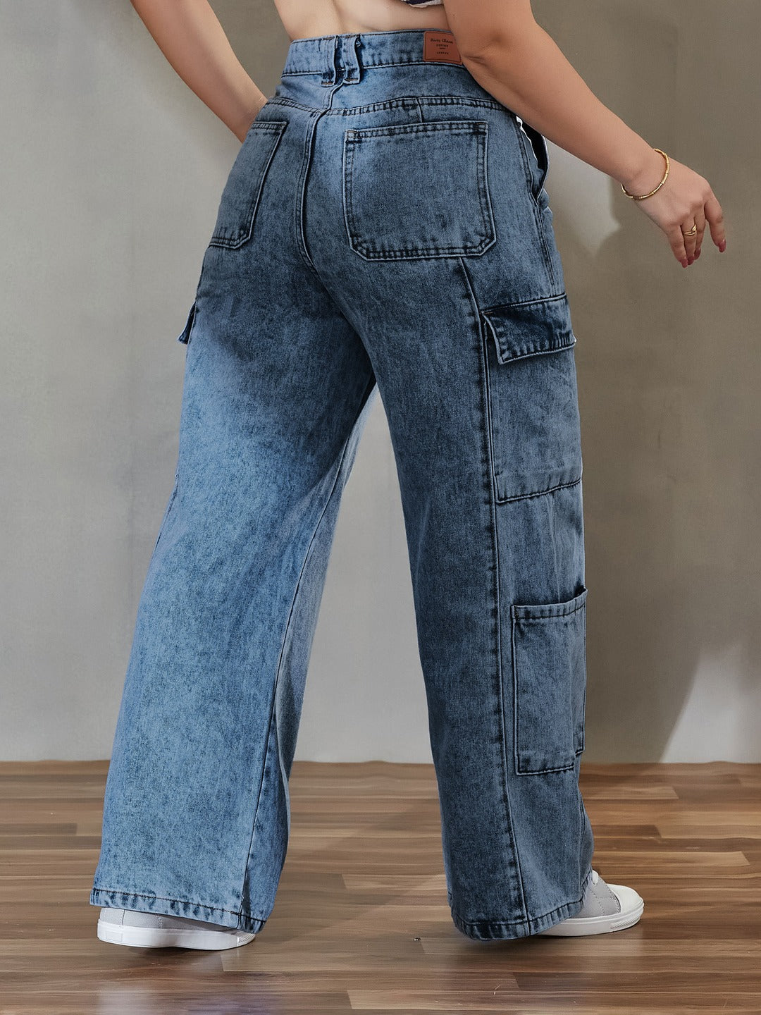 Light Blue Wide-Leg High-Rise Regular Denim Pant for Women