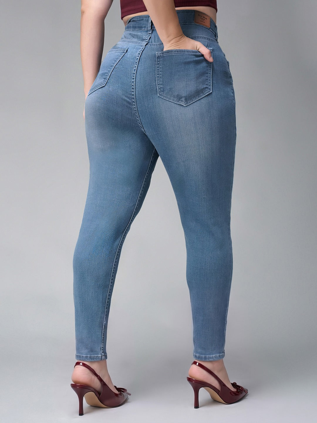 Light Blue Super Skinny High Rise Stretchable Denim Jeans for Women