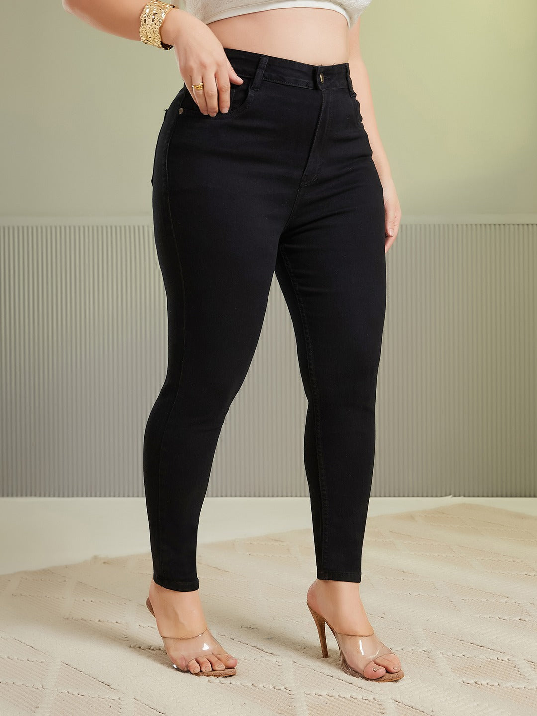 CHASEshape™ Light Blue Wide-Leg High Rise Stretchable Denim Jeans for Women