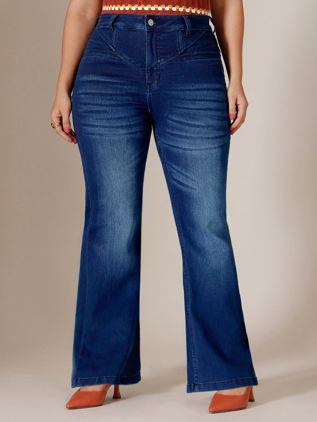 CHASEshape™ Navy Blue Bootcut High Rise Stretchable Denim Jeans for Women