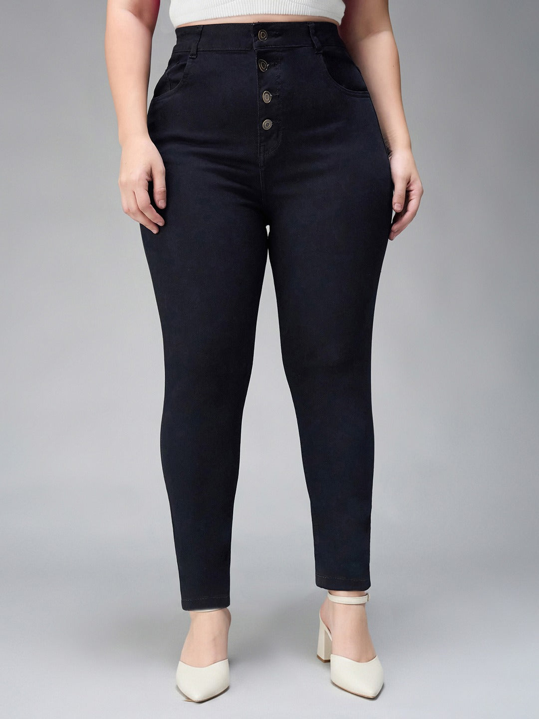 Black Skinny Fit High Rise Stretchable Denim Jeans for Women