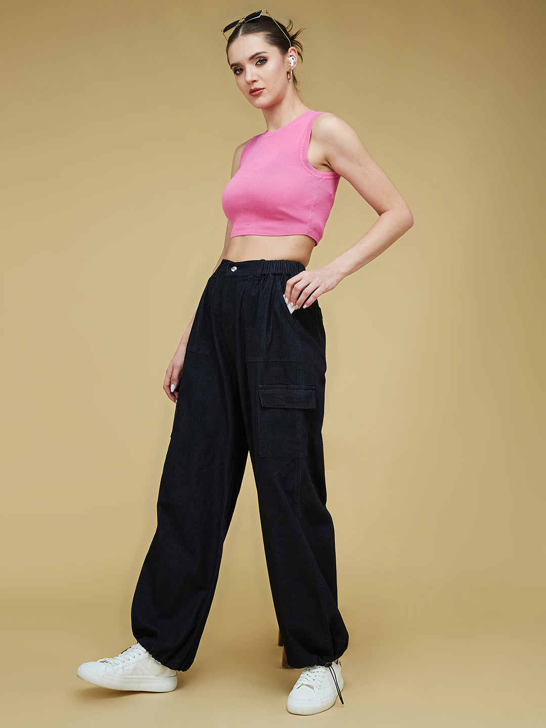 Black Straight-Fit High-Rise Stretchable Light Weight Denim Jeans for Women