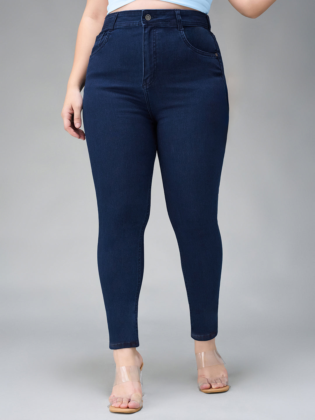 Navy Blue Skinny Fit High Rise Stretchable Denim Jeans for Women