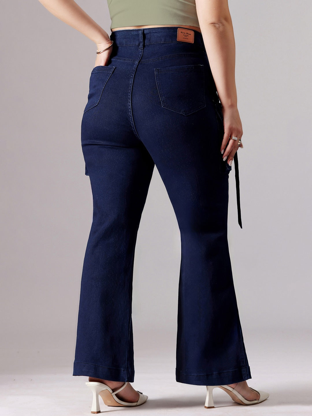 Navy Blue Bootcut High rise Regular Stretchable Denim Jeans for Women