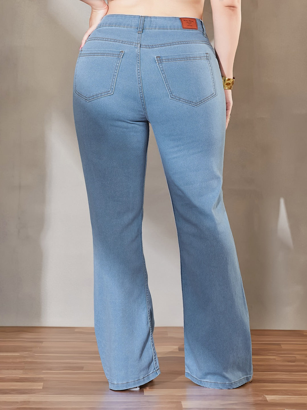 White Bootcut High Rise Stretchable Denim Jeans for Women
