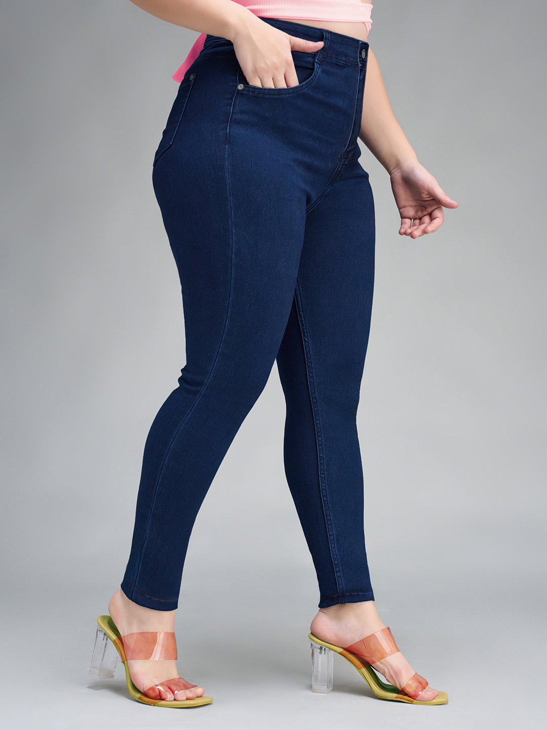 Navy Blue Skinny Fit High Rise Stretchable Denim Jeans for Women