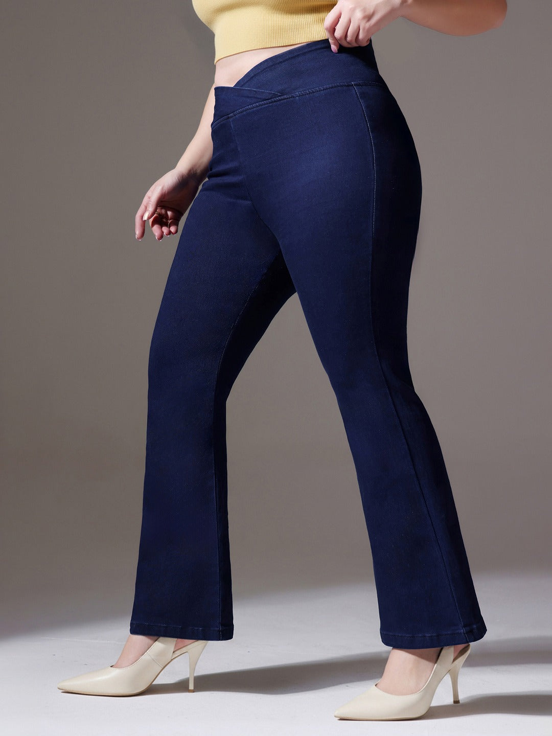 CHASEshape™ Navy Blue High Rise Stretchable Denim Pull Up Bootcut Jeans for Women