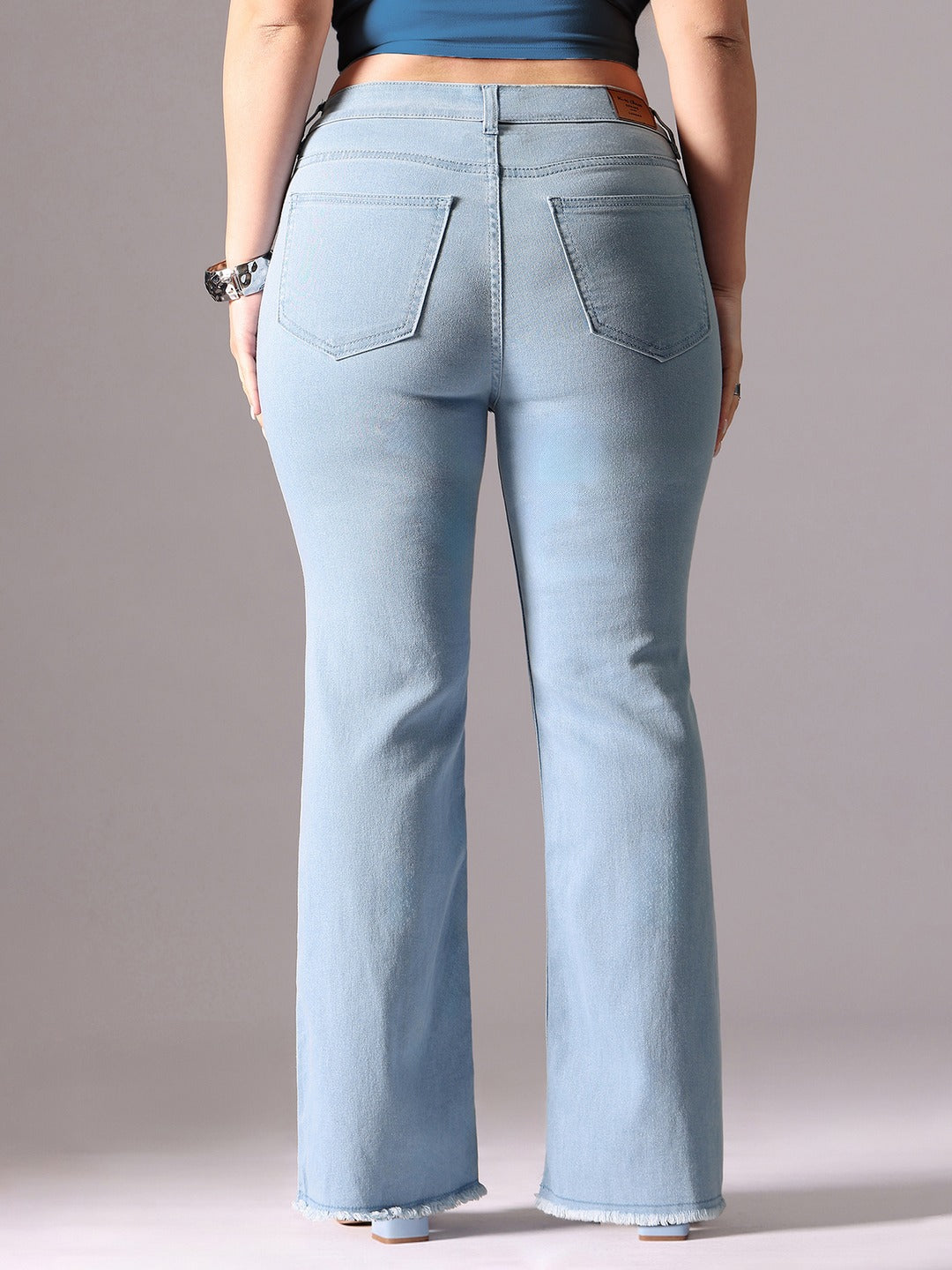 Black Straight High Rise Stretchable Denim Jeans for Women