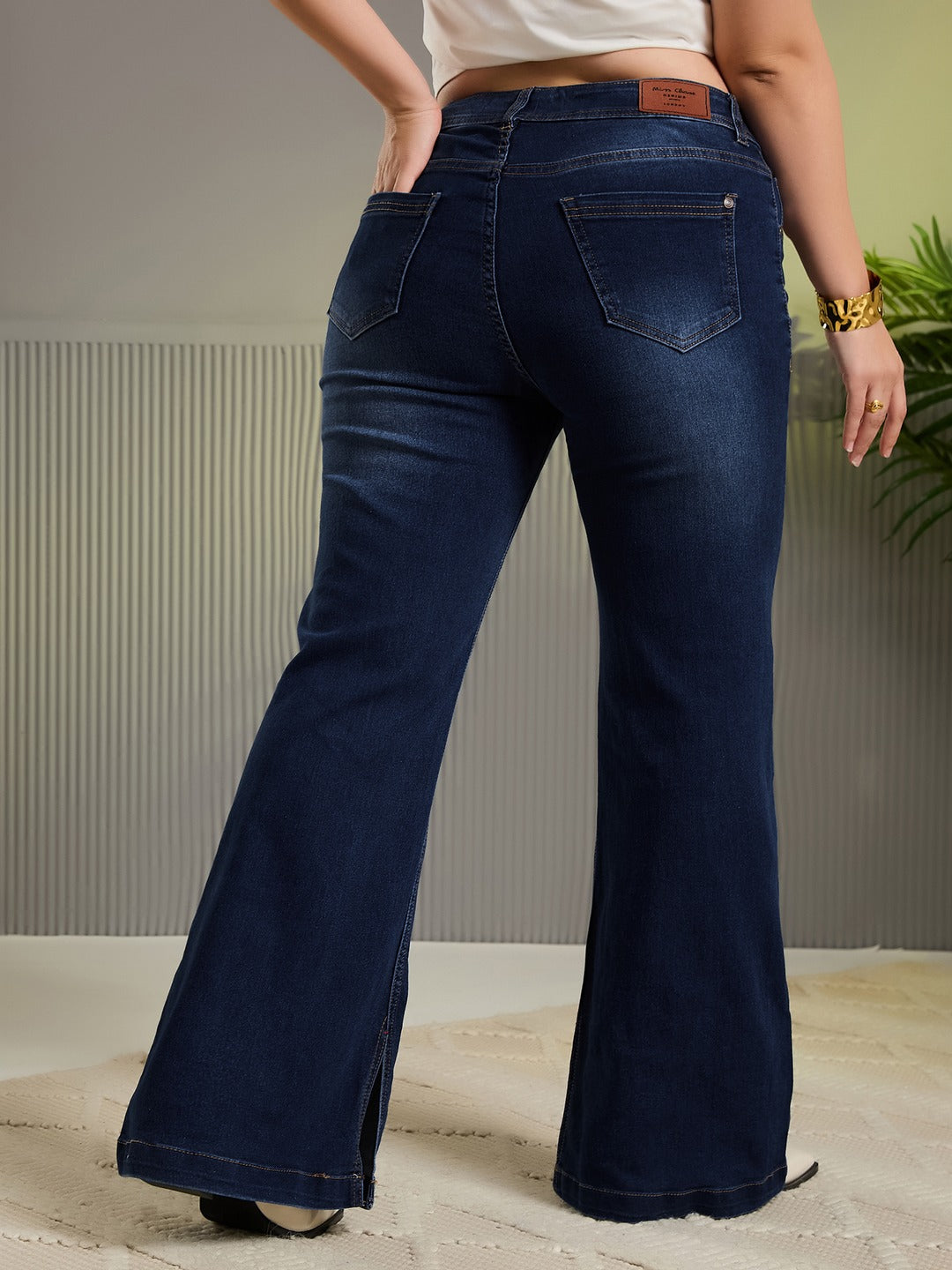 CHASEshape™ Light Blue High Rise Stretchable Denim Wide Leg Jeans for Women