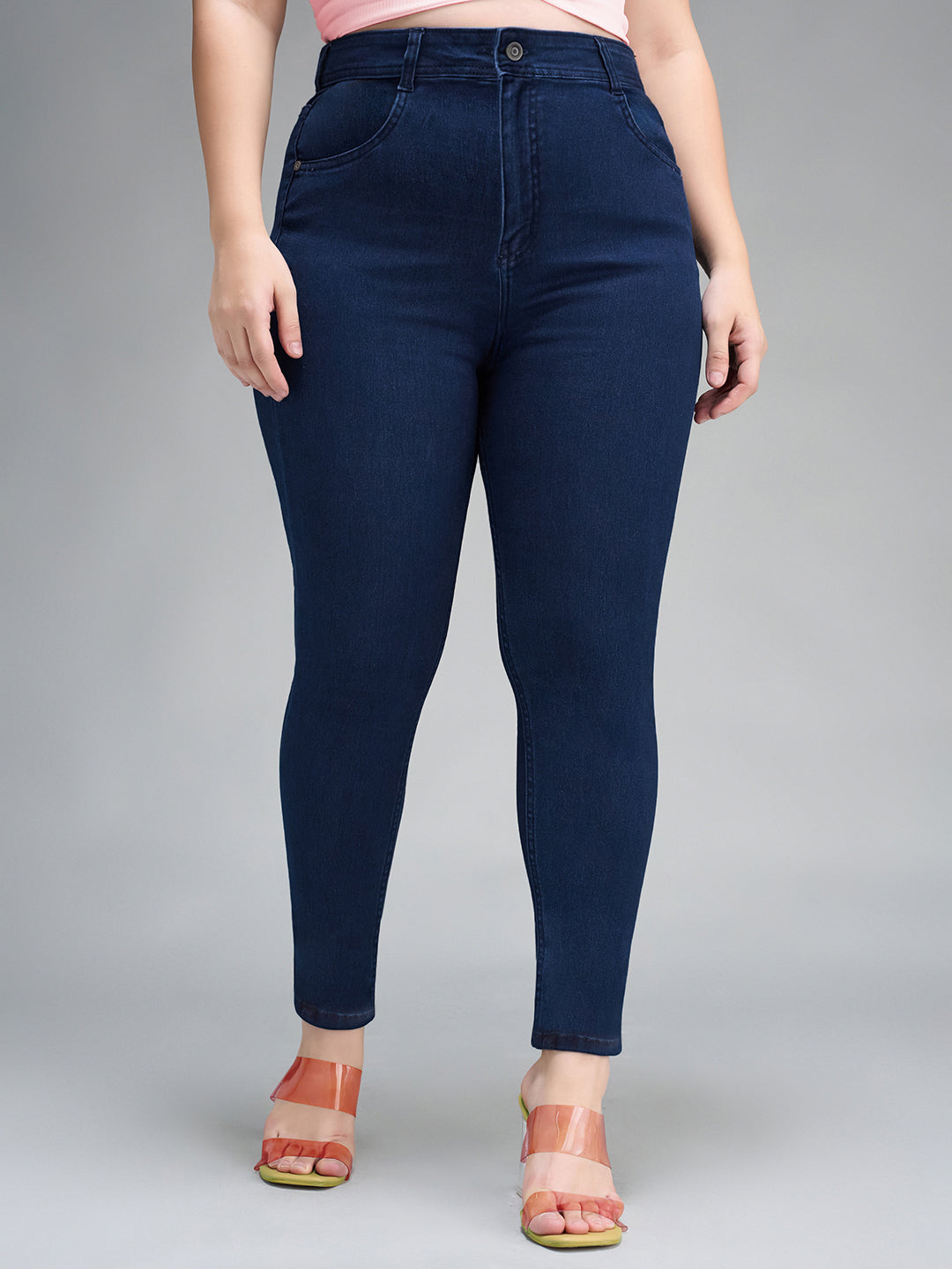 Navy Blue Skinny Fit High Rise Stretchable Denim Jeans for Women