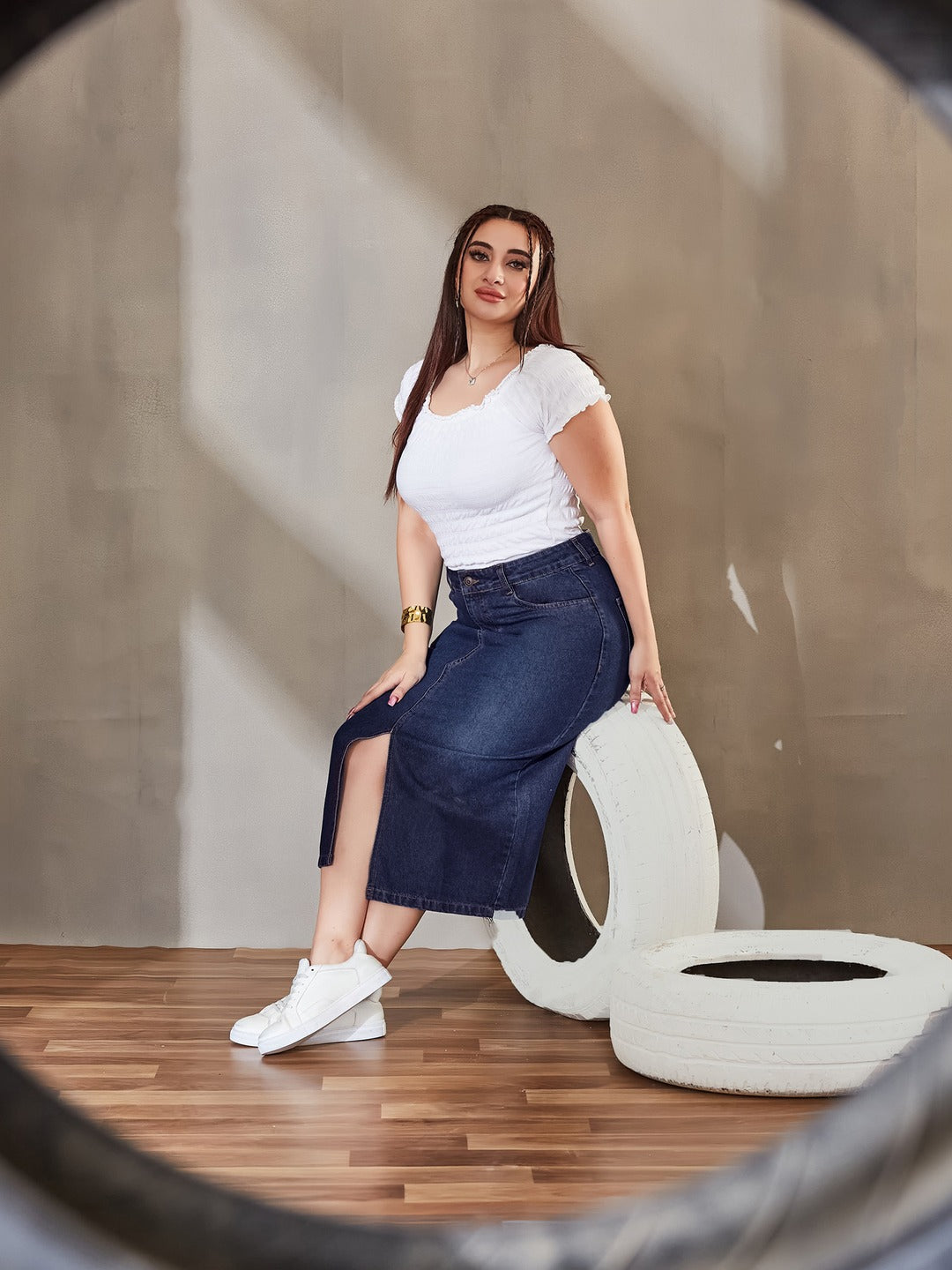 Light Blue Wide-Leg fit Mid Rise Stretchable Denim Jeans for Women