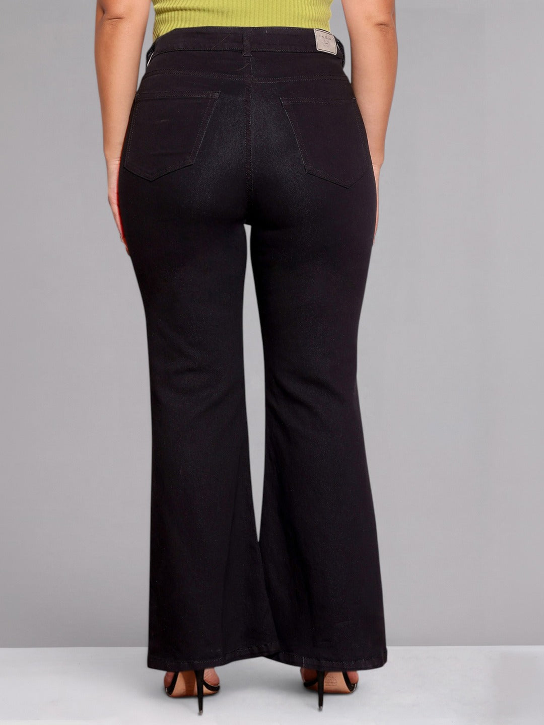 Black Bootcut High-Rise Regular Stretchable Denim Jeans for Women