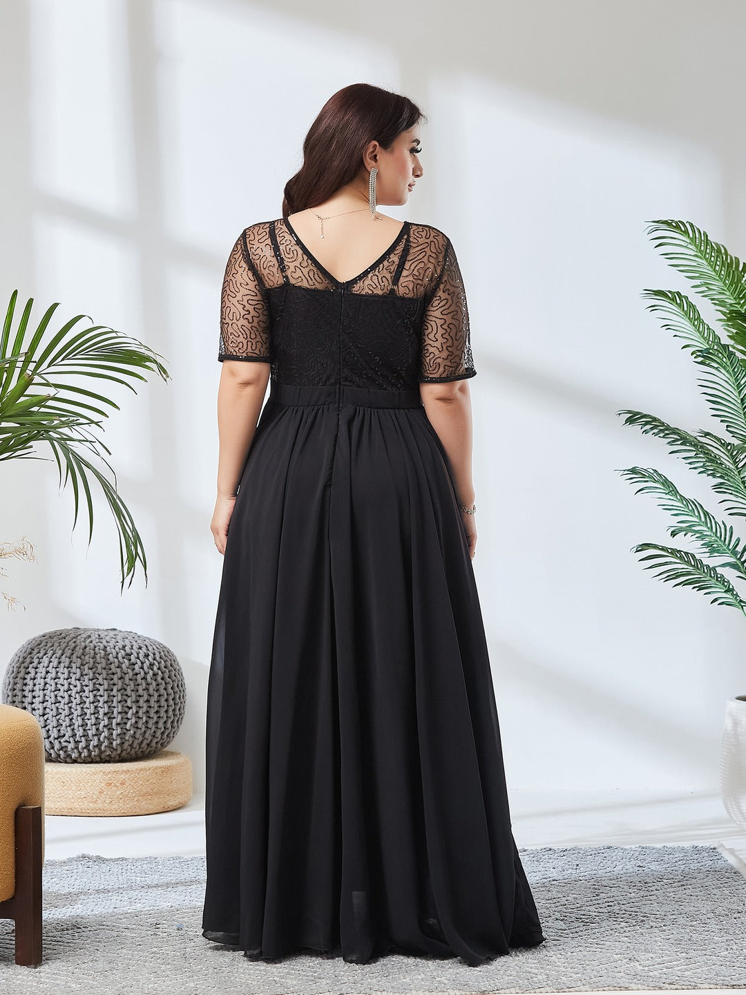 Mauve Relaxed Fit Maxi Georgette & Sequins Dress for Women