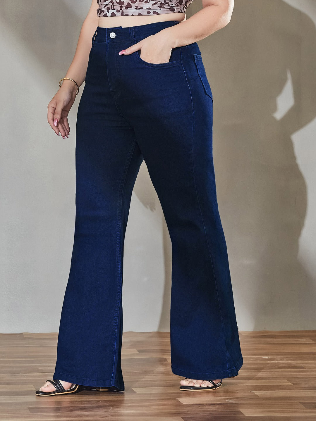 Blue Flared High-Rise Stretchable Special Light-Weight Denim Shorts for Women