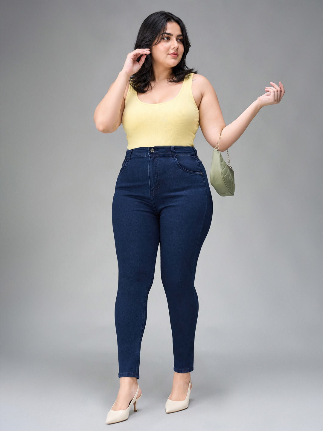 Navy Blue Skinny Fit High Rise Stretchable Denim Jeans for Women