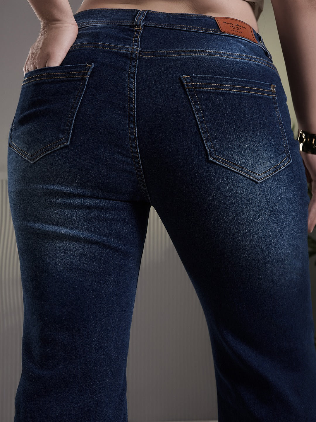 CHASEshape™ Light Blue High Rise Stretchable Denim Wide Leg Jeans for Women