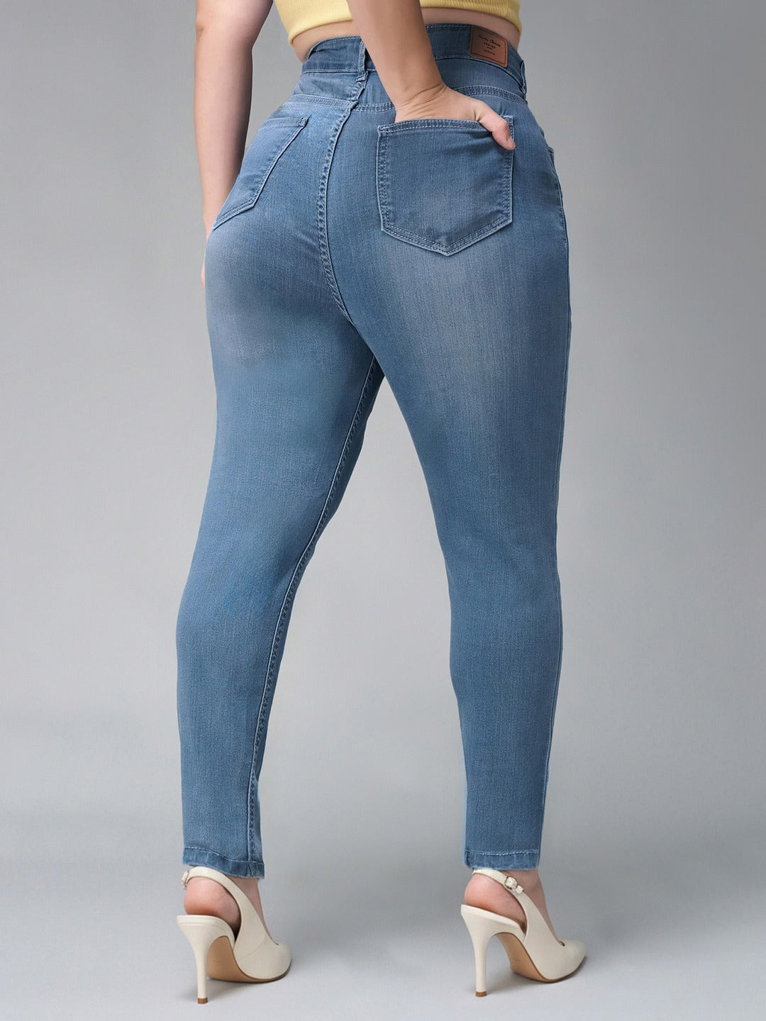 Light Blue Super Skinny High Rise Stretchable Denim Jeans for Women