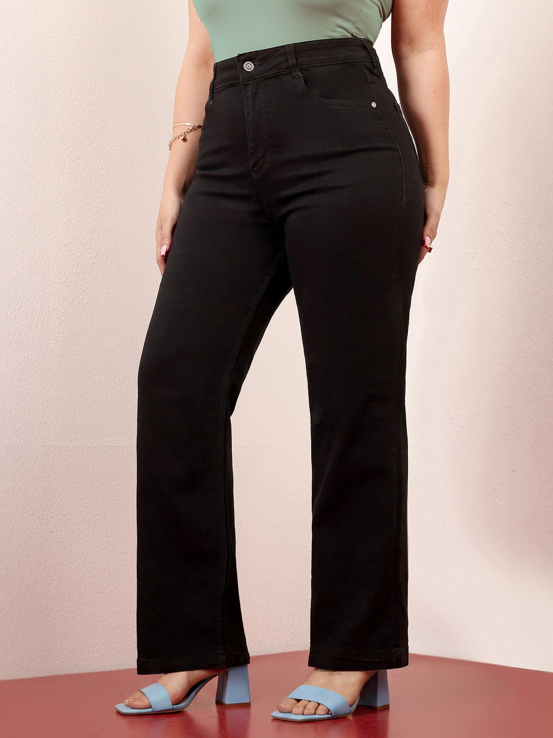 Navy Blue High-Rise Stretchable Bootcut Denim Jeans for Women