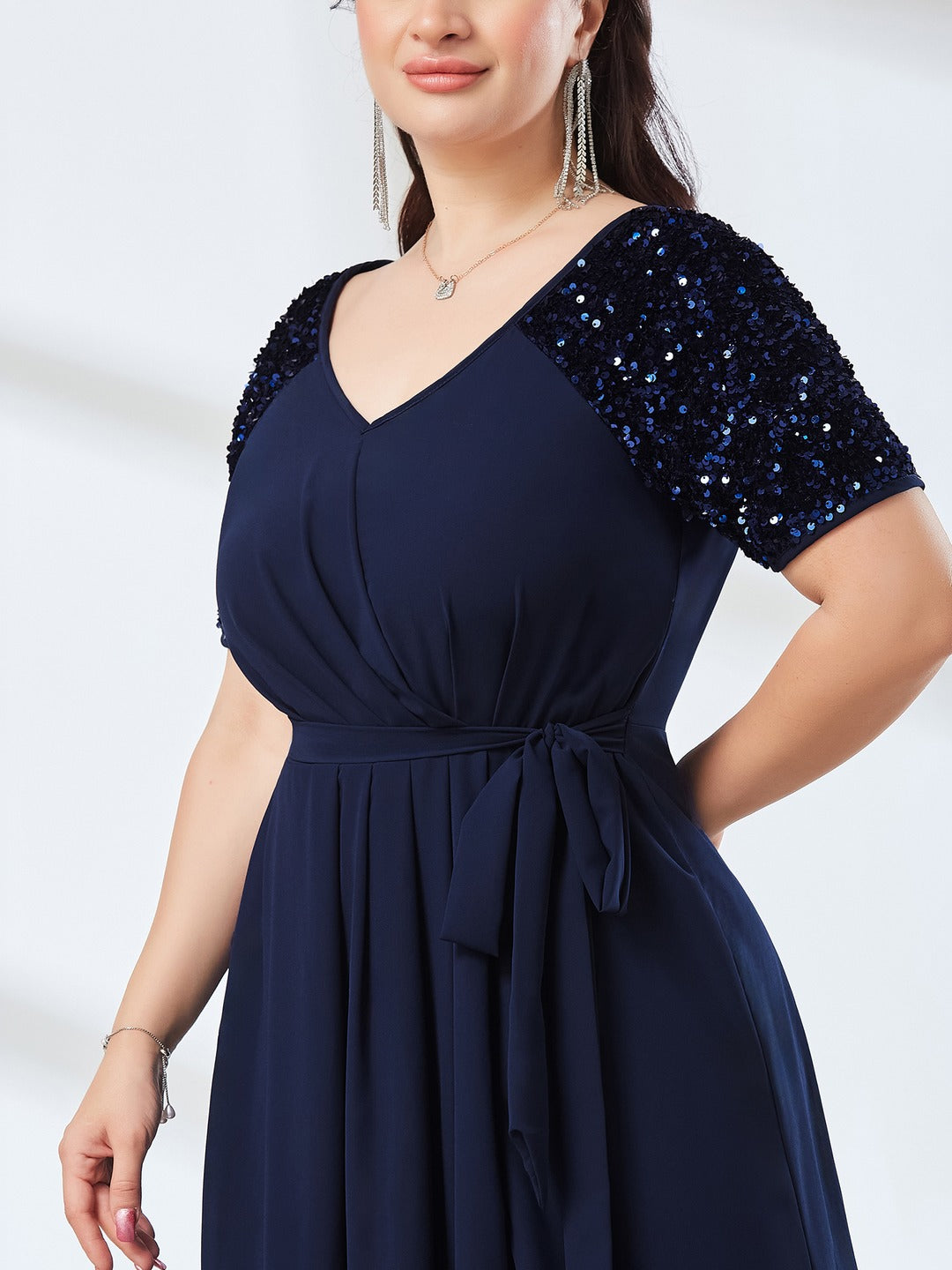 Navy Blue Relaxed Fit Maxi Georgette Dress for Women