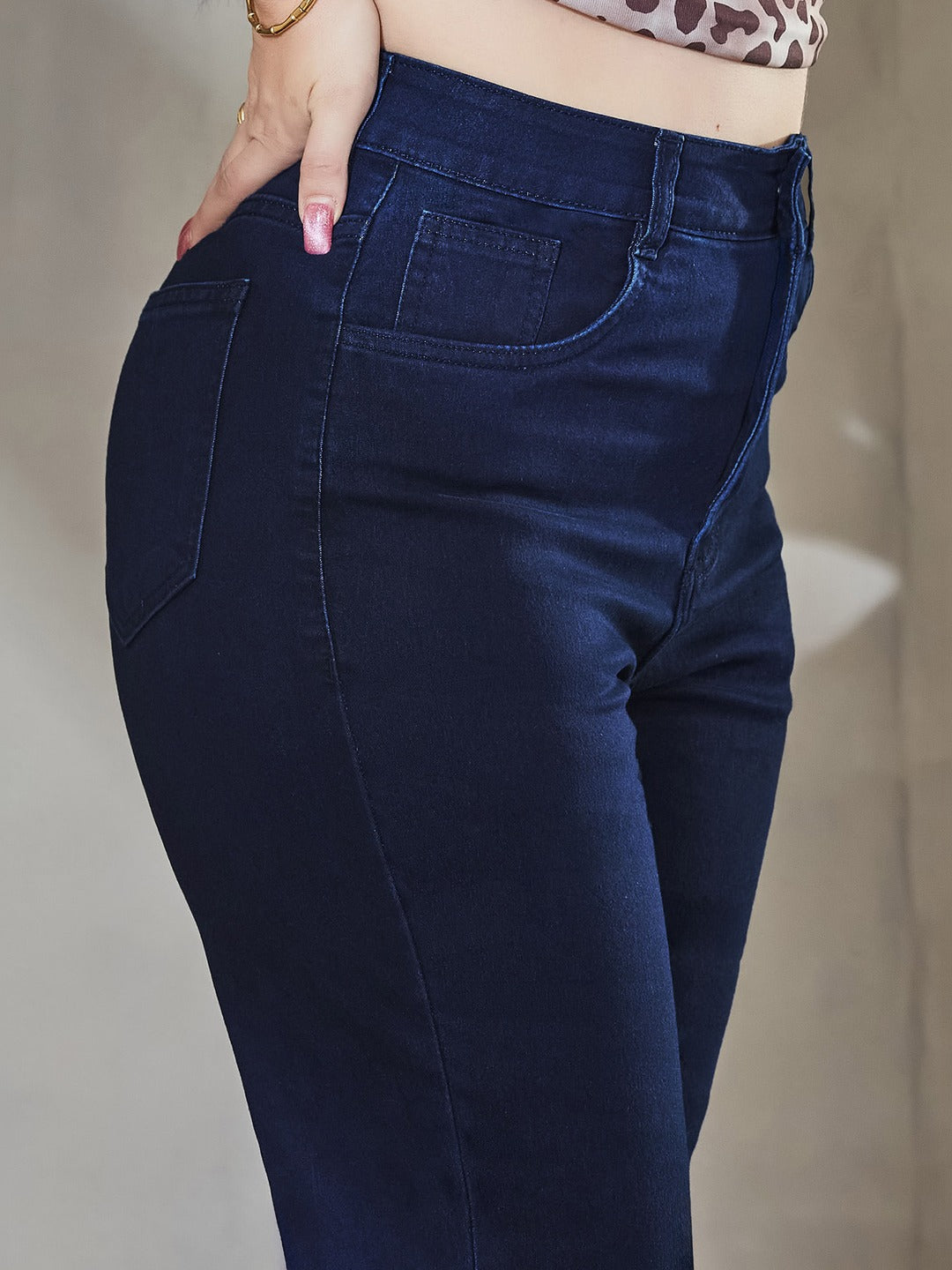 Blue Flared High-Rise Stretchable Special Light-Weight Denim Shorts for Women