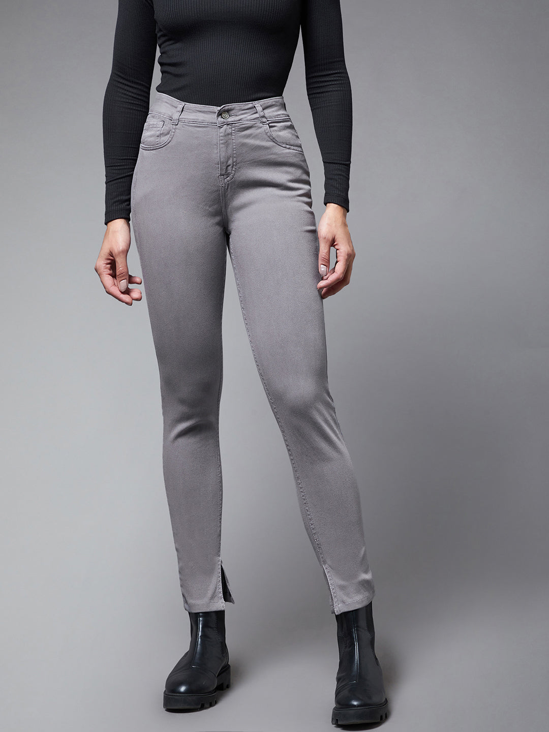 Women's Grey Skinny High-rise Stretchable Denim Jeans