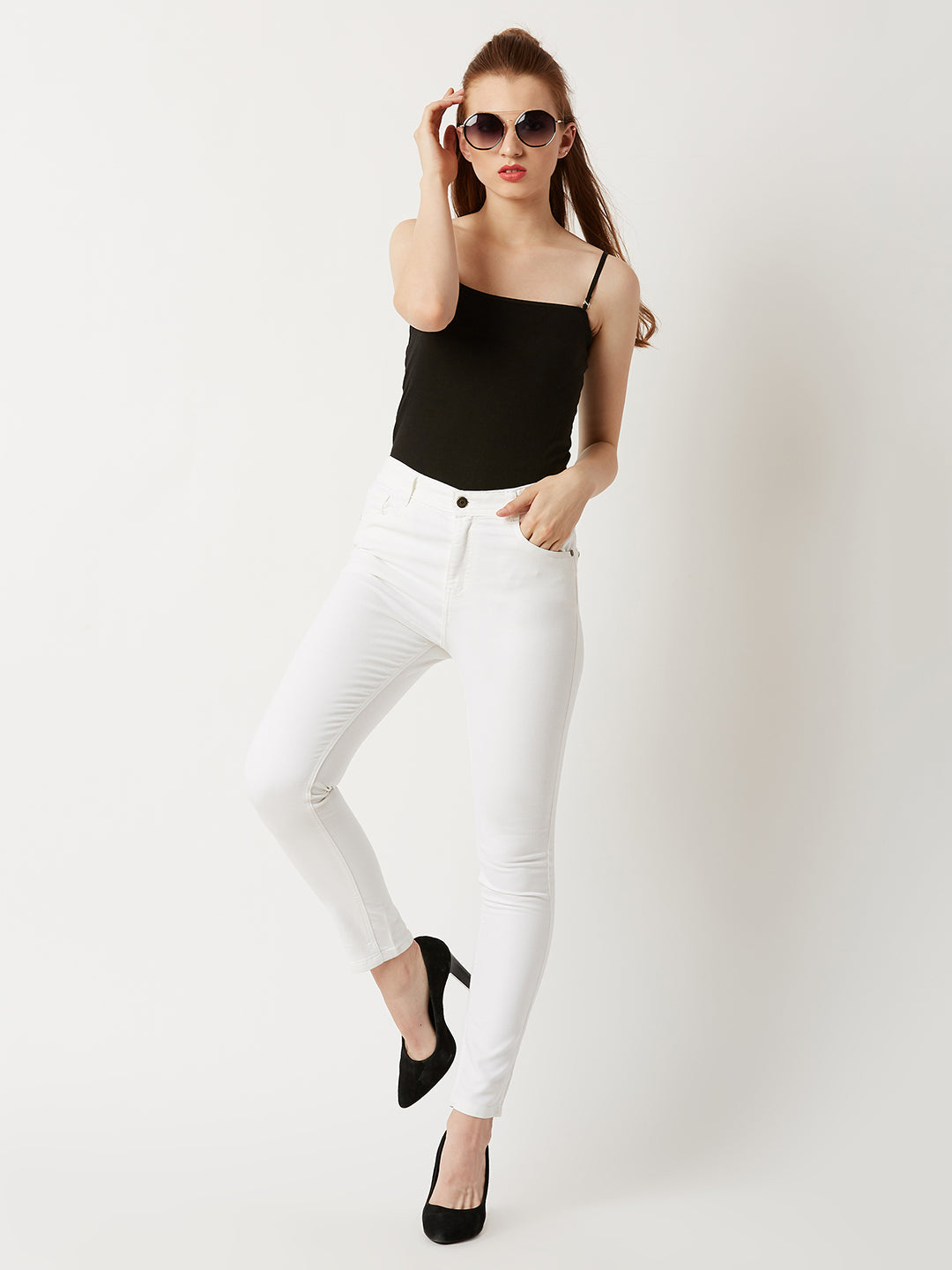 24/7 Comfort Women's White Skinny High Rise Stretchable Denim Jeans