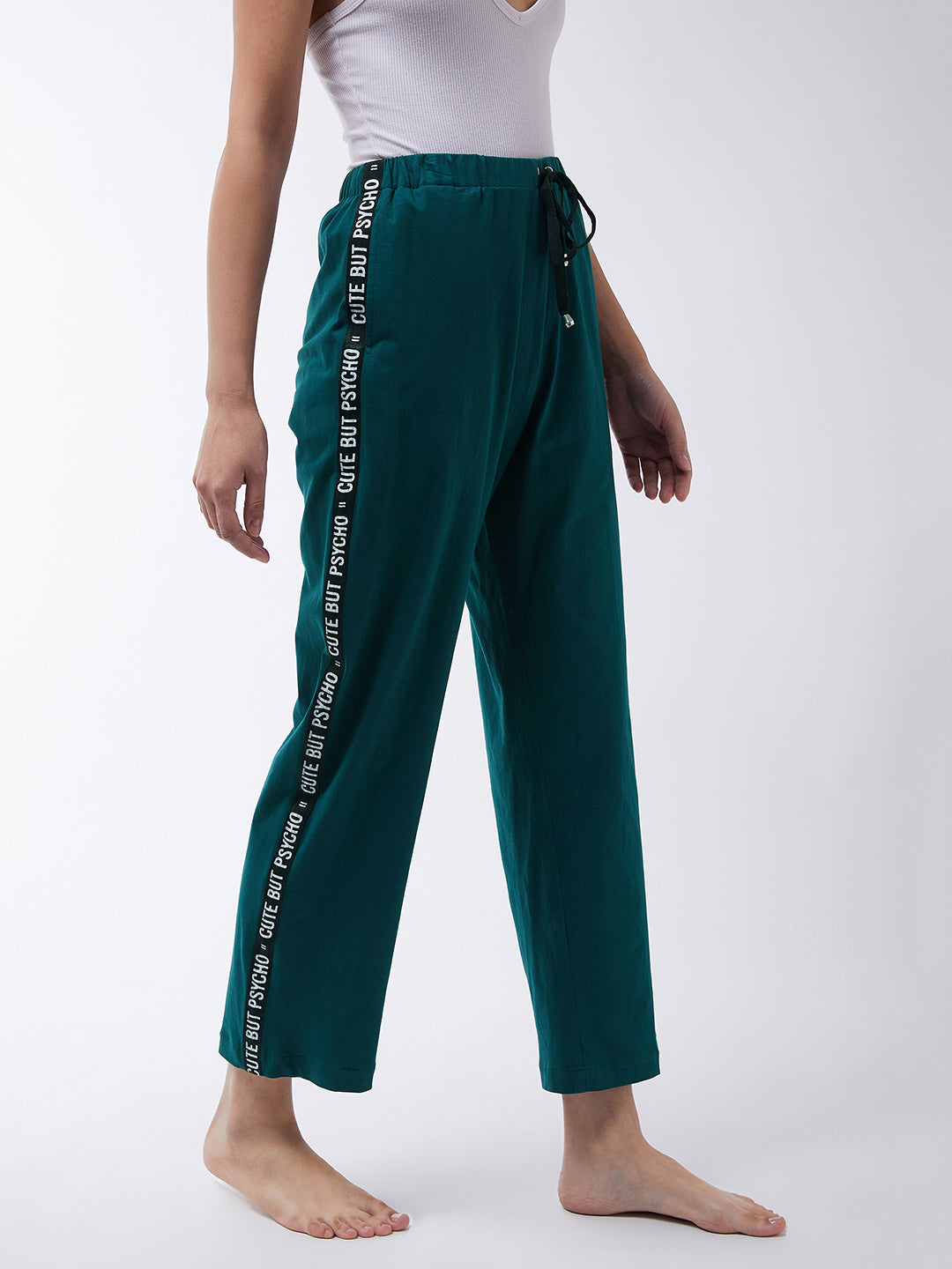 Women's Bottle Green Solid Regular length Pajama