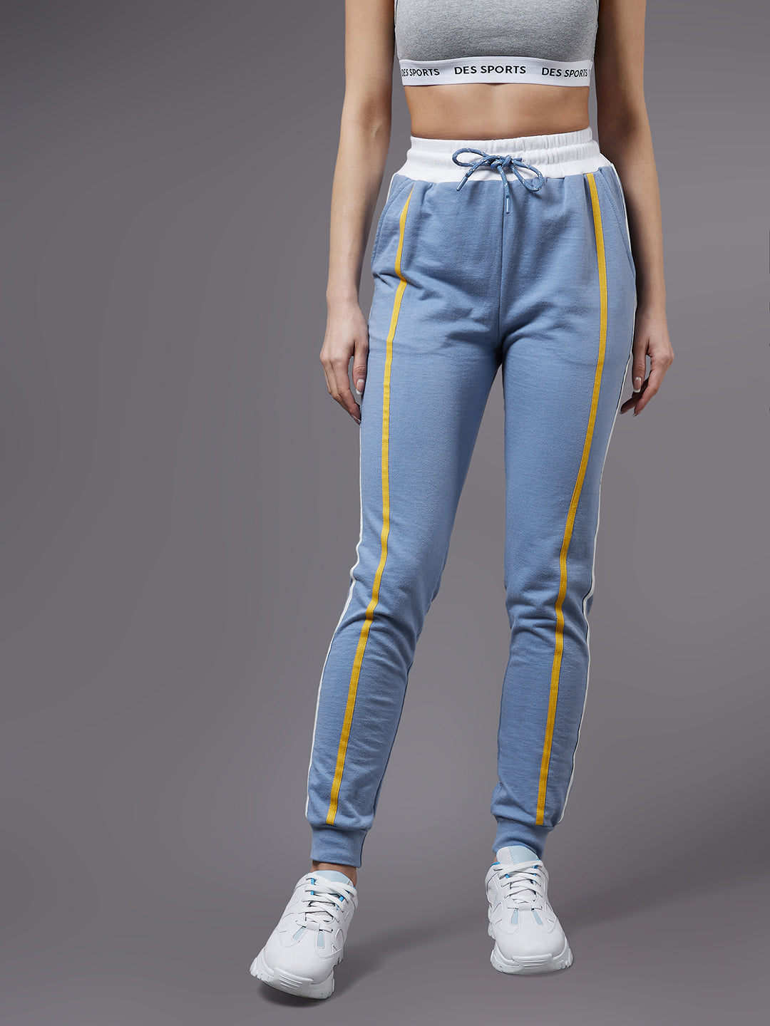 Women's Blue Solid Regular Joggers